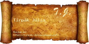 Tirpák Júlia névjegykártya